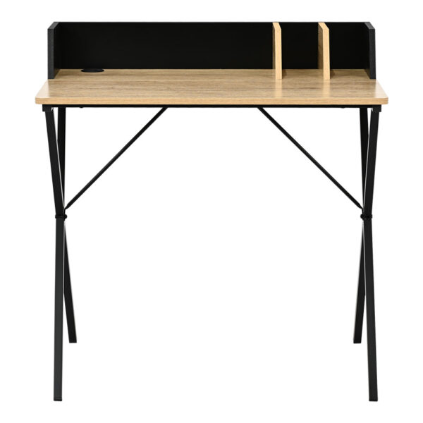 Γραφείο εργασίας Zervan pakoworld σε oak απόχρωση με πόδι μαύρο μέταλλο 80x50x84εκ.  375-000001