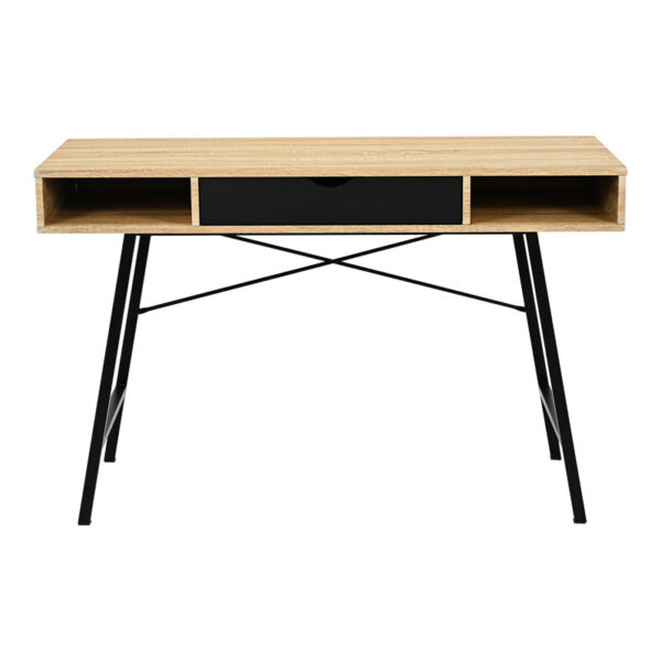 Γραφείο εργασίας Yamin pakoworld σε oak απόχρωση με πόδι μαύρο μέταλλο 120x48x76εκ.  375-000003