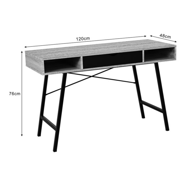 Γραφείο εργασίας Yamin pakoworld σε oak απόχρωση με πόδι μαύρο μέταλλο 120x48x76εκ.  375-000003