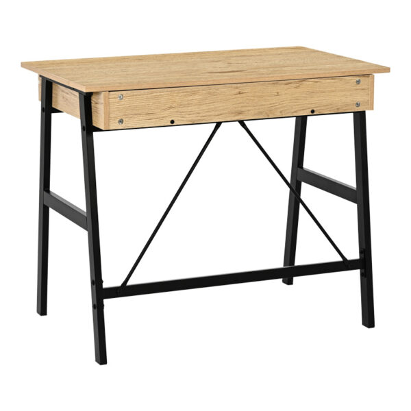 375-000007-3 Γραφείο εργασίας Lione pakoworld με συρτάρια σε oak απόχρωση με πόδι μαύρο μέταλλο 90x50x75εκ. 375-000007