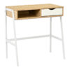 Γραφείο εργασίας Rezio pakoworld με ράφι και συρτάρι σε oak-λευκή απόχρωση με λευκό μεταλλικό σκελετό 75x45x76εκ.  375-000014