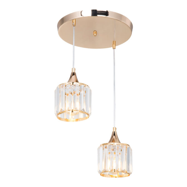 Φωτιστικό οροφής δίφωτο PWL-1025 pakoworld Ε27 χρυσό-γυαλί Φ30x70εκ.  147-000041