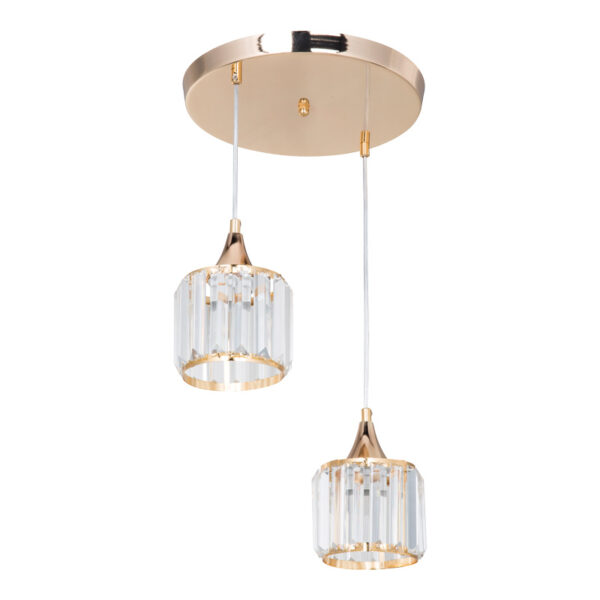 Φωτιστικό οροφής δίφωτο PWL-1025 pakoworld Ε27 χρυσό-γυαλί Φ30x70εκ.  147-000041