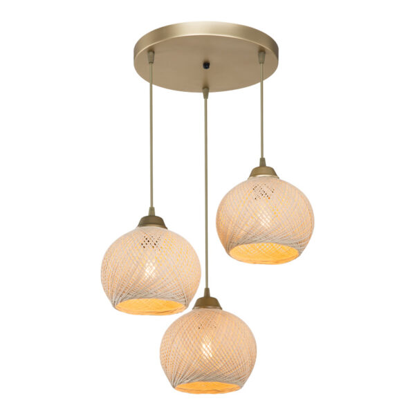 Φωτιστικό οροφής τρίφωτο PWL-1121 pakoworld Ε27 κρεμ-χρυσό Φ40x75εκ.  147-000067