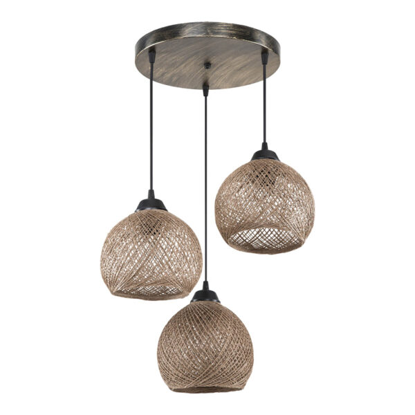 Φωτιστικό οροφής τρίφωτο PWL-1121 pakoworld Ε27 καφέ Φ40x75εκ.  147-000068