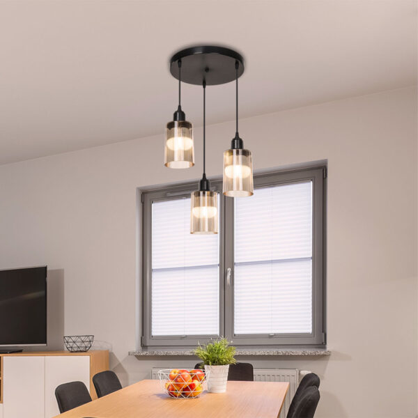 Φωτιστικό οροφής τρίφωτο PWL-1195 pakoworld Ε27 μαύρο-amber Φ30x80εκ.  147-000121