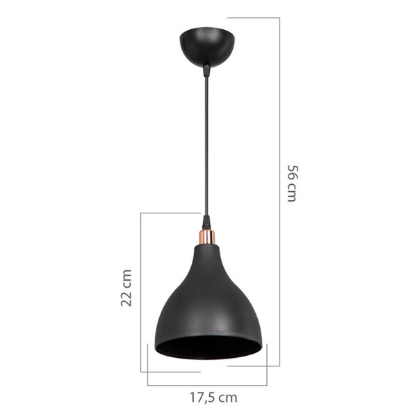 Φωτιστικό οροφής μονόφωτο Lofty pakoworld Ε27 μαύρο Φ18x22εκ.  147-000129