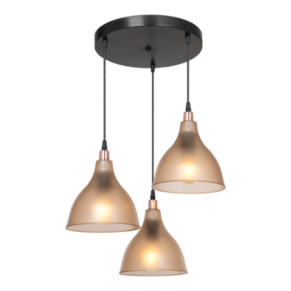 Φωτιστικό οροφής τρίφωτο Orazio pakoworld Ε27 μελί-μαύρο Φ40x80εκ.  147-000153