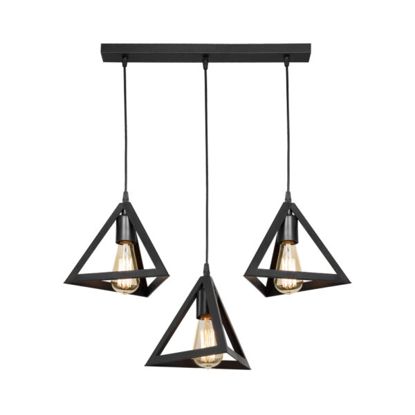 Φωτιστικό οροφής τρίφωτο Lich pakoworld pp σε μαύρη απόχρωση 60x24x75εκ.  147-000168