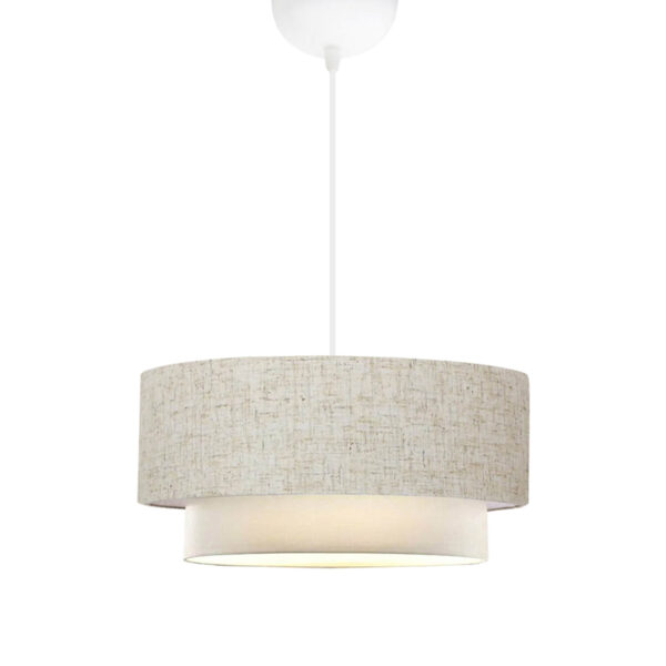 Φωτιστικό οροφής Sombre pakoworld ύφασμα σε γκρι με κρεμ χρώμα Φ30x15εκ.  202-000132