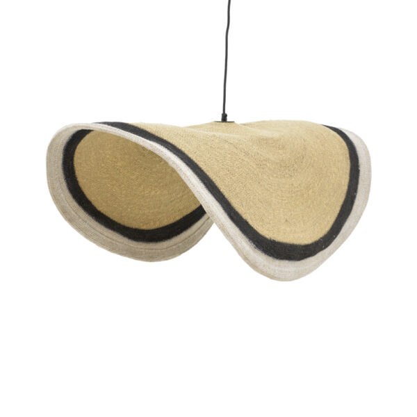 Φωτιστικό οροφής Hatchie Inart φυσικό-μαύρο-λευκό ψάθα-μέταλλο Φ100x133εκ.  317-000002