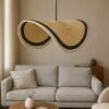 317-000003-1 Φωτιστικό οροφής Hatchie Inart φυσικό-μαύρο-λευκό ψάθα-μέταλλο Φ120x144εκ. 317-000003