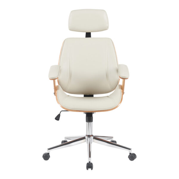 Καρέκλα γραφείου διευθυντή Fetseno pakoworld μπεζ pu-βάση χρωμίου 53x56x113.5-123.5εκ.  332-000019