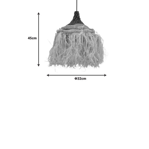 Φωτιστικό οροφής Sermene Inart sisal σε φυσικό-μαύρο χρώμα Φ32x45εκ.  339-000007