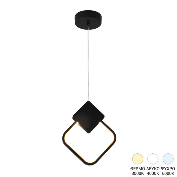 Φωτιστικό οροφής led Gardio I pakoworld μέταλλο σε μαύρη απόχρωση 23x2x23εκ.  377-000007