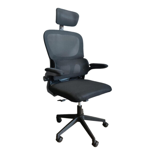 Καρέκλα γραφείου Recko pakoworld ύφασμα mesh σε μαύρη απόχρωση 64x58x123-133εκ.  406-000003