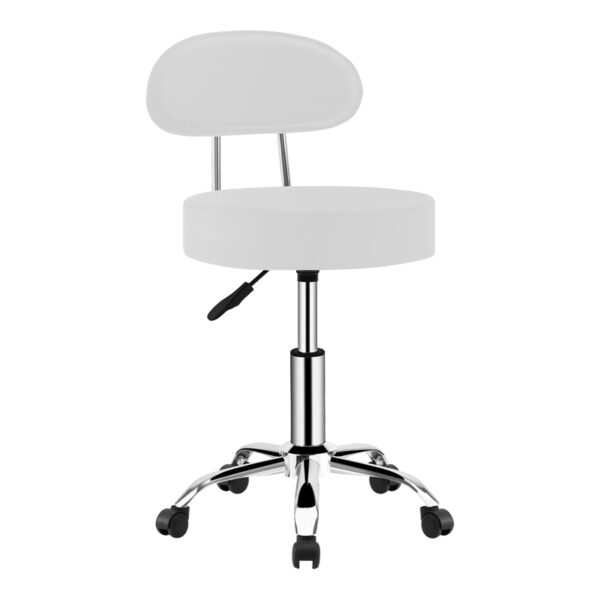 Σκαμπό γραφείου-εργασίας τροχήλατο με πλάτη Tebere pakoworld pu σε λευκή απόχρωση Φ35x66-80εκ.  406-000009