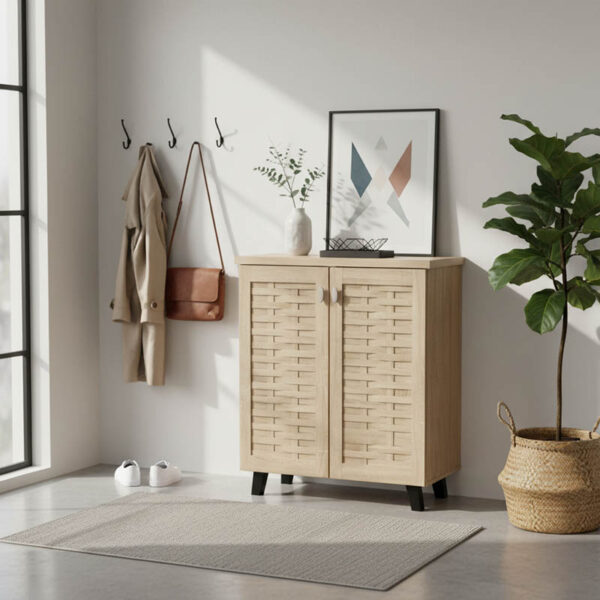 Παπουτσοθήκη-ντουλάπι MANTAM pakoworld 12 ζεύγων χρώμα sonoma 78x40x92εκ.  049-000001