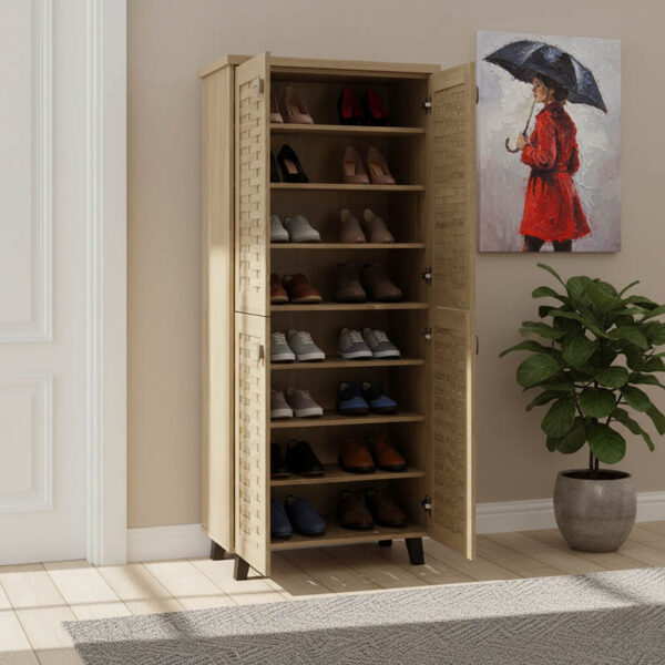 Παπουτσοθήκη-ντουλάπα MANTAM pakoworld 24 ζεύγων χρώμα sonoma 78x40x170,5εκ.  049-000007