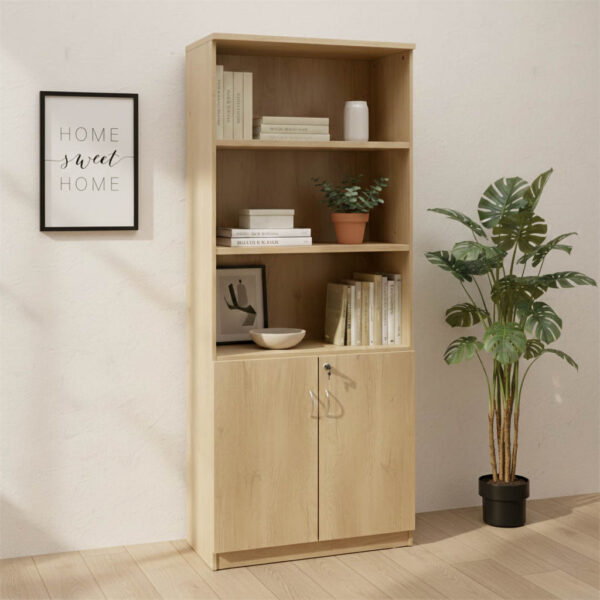 Βιβλιοθήκη γραφείου επαγγελματική Amazon pakoworld χρώμα sonoma 80x40x200εκ.  069-000041
