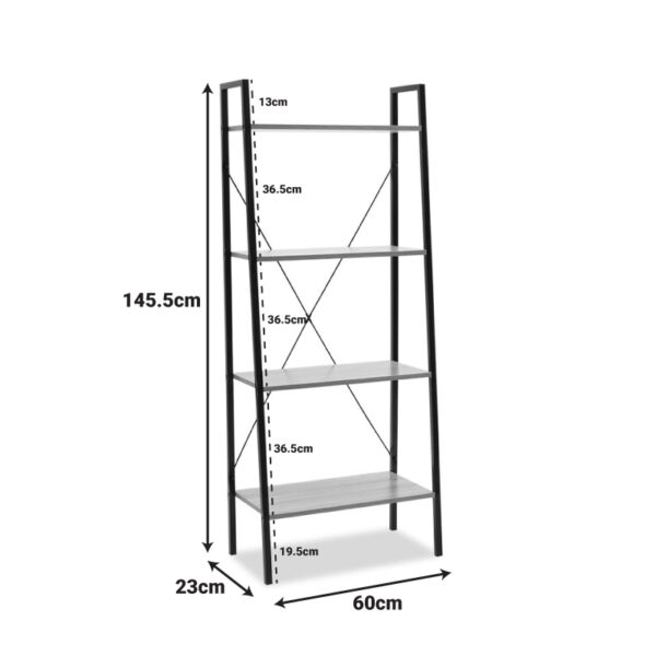 Βιβλιοθήκη- Ραφιέρα Ramon pakoworld φυσικό-μαύρο 60x23x145,5εκ.  085-000001