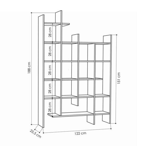 119-001252-2 Βιβλιοθήκη Manco pakoworld σε ανθρακί απόχρωση 122x25.5x188εκ. 119-001252