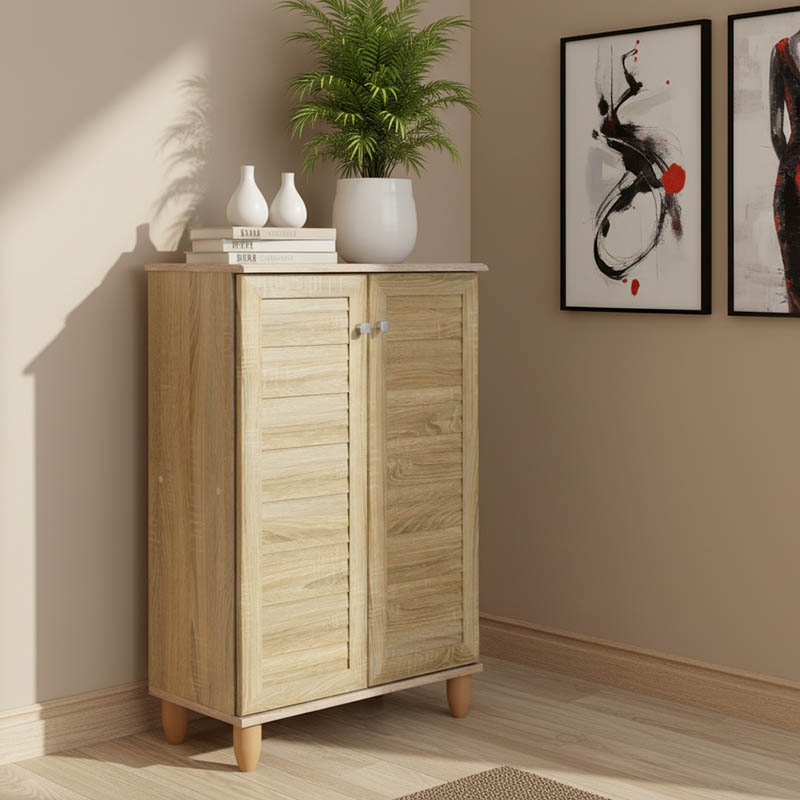 Παπουτσοθήκη-ντουλάπι SANTO pakoworld 10 ζεύγων χρώμα sonoma 60x34,5x91,5εκ.  123-000029