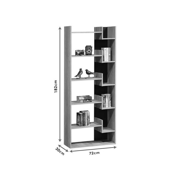123-000153-3 Βιβλιοθήκη Naya pakoworld sonoma-ανθρακί 72x30x182.5εκ. 123-000153
