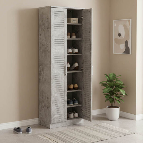 Παπουτσοθήκη-ντουλάπα SANTE pakoworld 21 ζευγών σε antique ανθρακί 60x37x183εκ.  123-000199