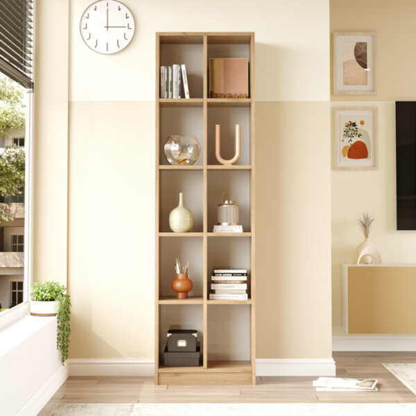 176-000198-2 Βιβλιοθήκη Oteca 10θέσεων pakoworld oak 51.1x25.4x180εκ. 176-000198