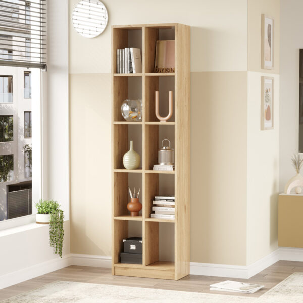 Βιβλιοθήκη Oteca 10θέσεων pakoworld oak 51.1x25.4x180εκ.  176-000198