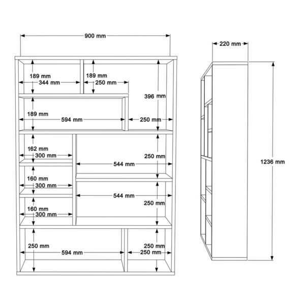 Βιβλιοθήκη Decora pakoworld σε oak-λευκό απόχρωση 90x22x123.6εκ.  176-000204