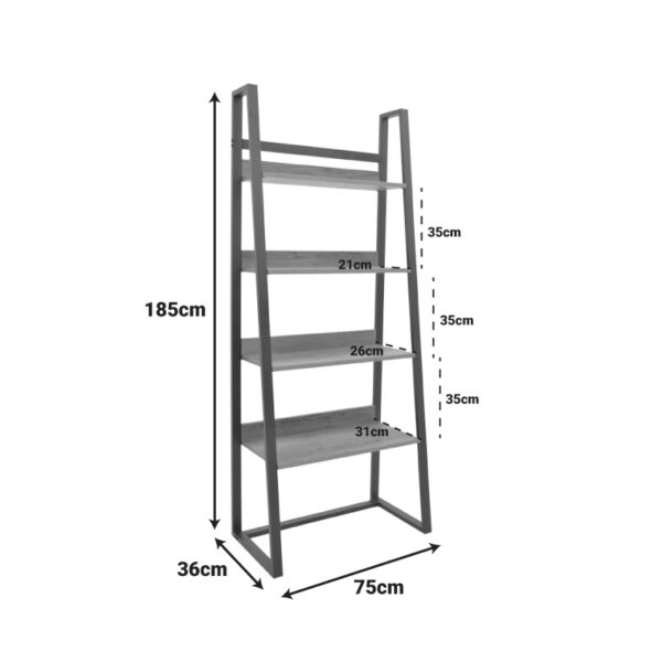 Βιβλιοθήκη Ryder pakoworld καρυδί-μαύρο 75x36x185εκ.  197-000064