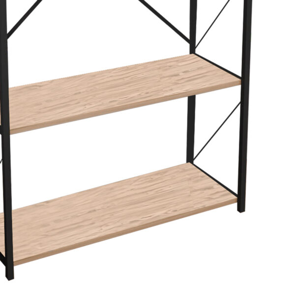 321-000003-3 Βιβλιοθήκη Tikilmo pakoworld oak μελαμίνης-μαύρο μέταλλο 88x34x180εκ. 321-000003