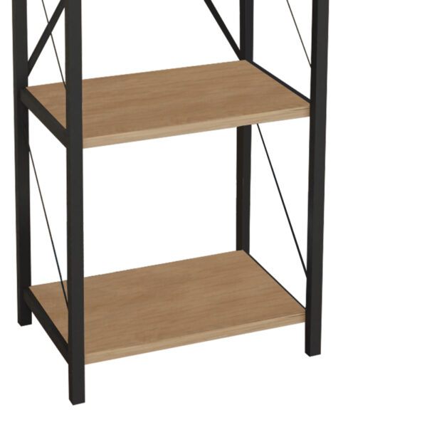 321-000008-2 Βιβλιοθήκη Glase pakoworld oak μελαμίνης-μαύρο μέταλλο 40x30x150εκ. 321-000008