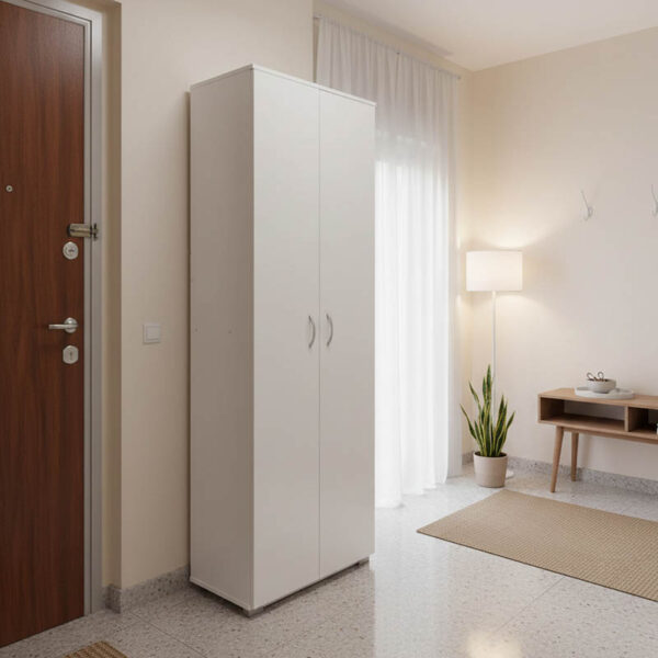 Παπουτσοθήκη-Ντουλάπα Racka pakoworld σε λευκή απόχρωση 58x34x186εκ.  383-000028