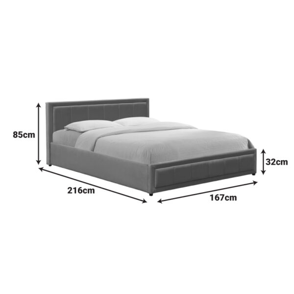 Κρεβάτι Huga pakoworld με αποθηκευτικό χώρο βελούδο ανθρακί 160x200εκ.  388-000013