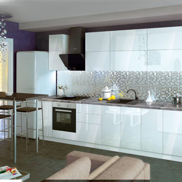 Σύνθεση Κουζίνας μήκους 5.80 μ ύψος 2,17 μ βάθος 0,60 μ, MDF Alba 580, Genomax