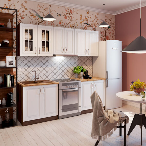 Σύνθεση Κουζίνας 3.40μ ύψος 2,17μ βάθος 0,60μ, MDF Vintage 340, Genomax