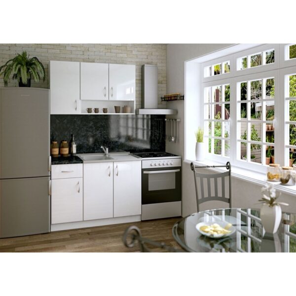 Σύνθεση Κουζίνας 2.40μ μήκος 2,17μ ύψος, 0,60μ βάθος, Λευκή, Luxury 120, Genomax