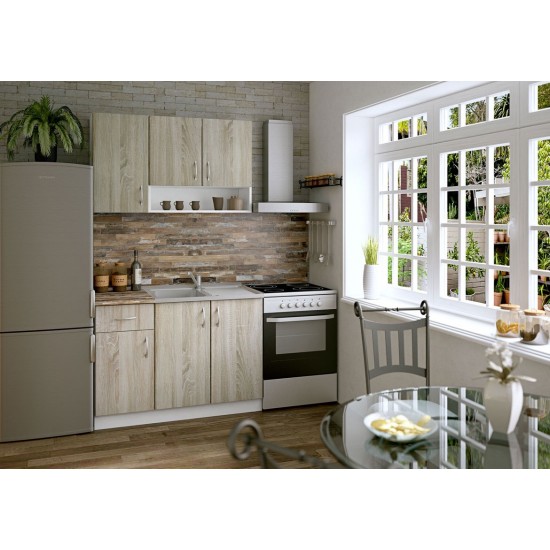 Σύνθεση Κουζίνας 2.40μ μήκος, 2,17μ ύψος, 0,60μ βάθος, Σόνομα, Luxury 120, Genomax