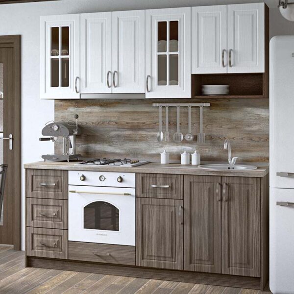 Σύνθεση Κουζίνας  4,00μ ύψος 2,17μ βάθος 0,60μ, MDF Vintage 202 με ΔΩΡΟ πάγκο , Genomax