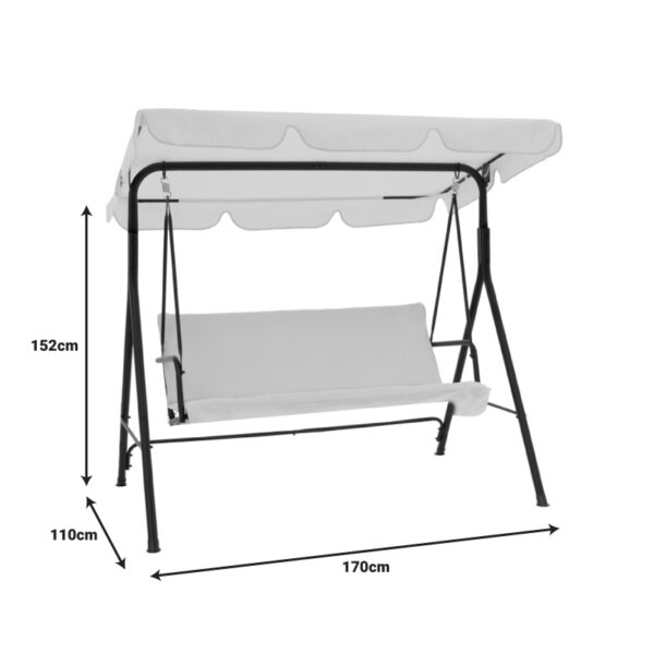 Κούνια κήπου Globo pakoworld μέταλλο μαύρο-ύφασμα μπεζ 170x110x153εκ.  219-000011