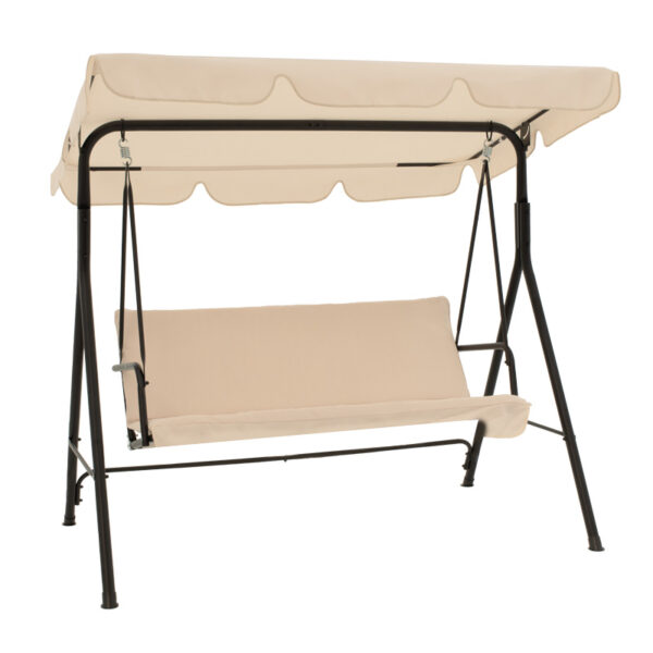 Κούνια κήπου Globo pakoworld μέταλλο μαύρο-ύφασμα μπεζ 170x110x153εκ.  219-000011