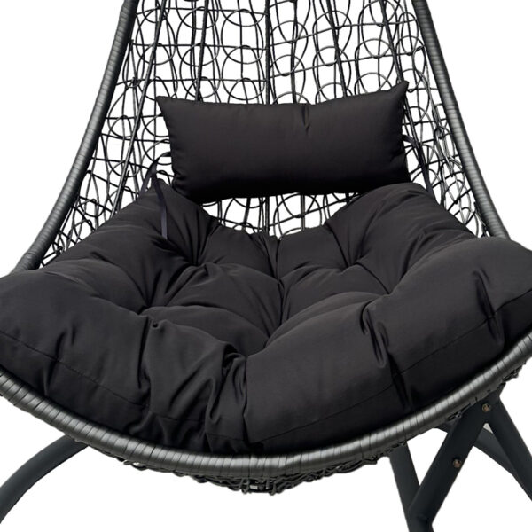 Κούνια φωλιά με βάση Soleil pakoworld μέταλλο ανθρακί- pe rattan ανθρακί με γκρι μαξιλάρι 120x95x195εκ.  368-000012