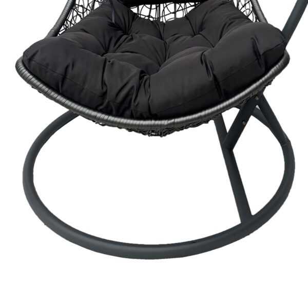 Κούνια φωλιά με βάση Soleil pakoworld μέταλλο ανθρακί- pe rattan ανθρακί με γκρι μαξιλάρι 120x95x195εκ.  368-000012