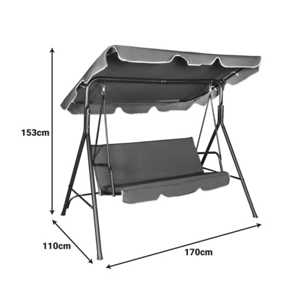 Κούνια κήπου Globo pakoworld μέταλλο μαύρο-ύφασμα σε ανθρακί απόχρωση 170x110x153εκ.  407-000001