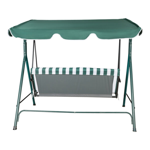 Κούνια κήπου Globo pakoworld μέταλλο πράσινο-ύφασμα σε λευκή-πράσινη απόχρωση 170x110x153εκ.  407-000002