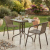 130-000085 Tραπεζαρία Obbi-Watson pakoworld σετ 3τεμ καφέ μέταλλο-pe rattan 60x60x70εκ. 130-000085