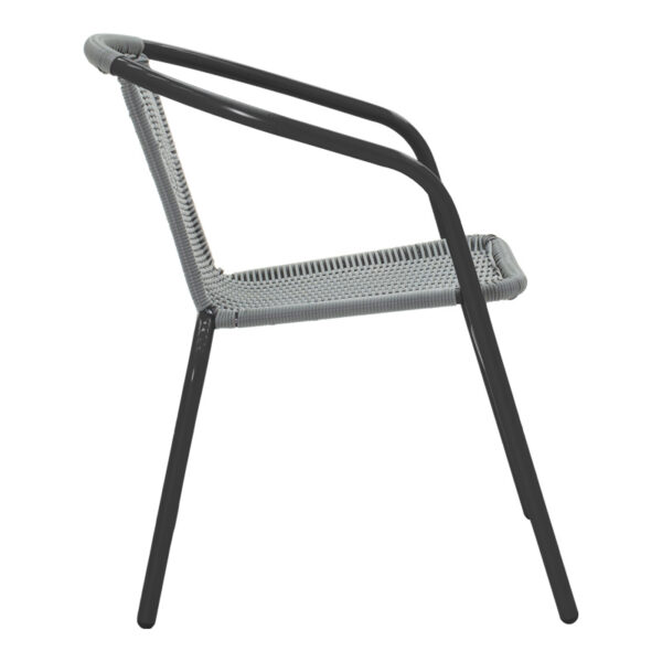 130-000149-4 Τραπεζαρία Valor-Obbi pakoworld σετ 5τεμ μέταλλο μαύρο-γυαλί-pe γκρι 110x60x70εκ. 130-000149